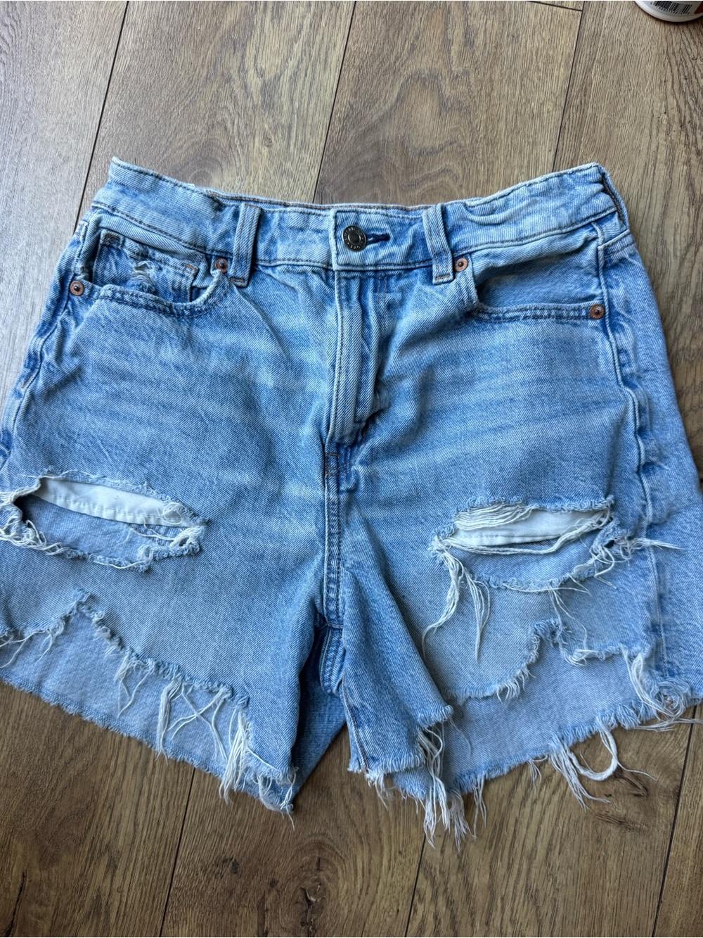 American Eagle Light Blue Distressed Denim Cutoff Shorts